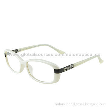 Retro Optical Frame with Metal Hollow Decoration On Acetate Temple